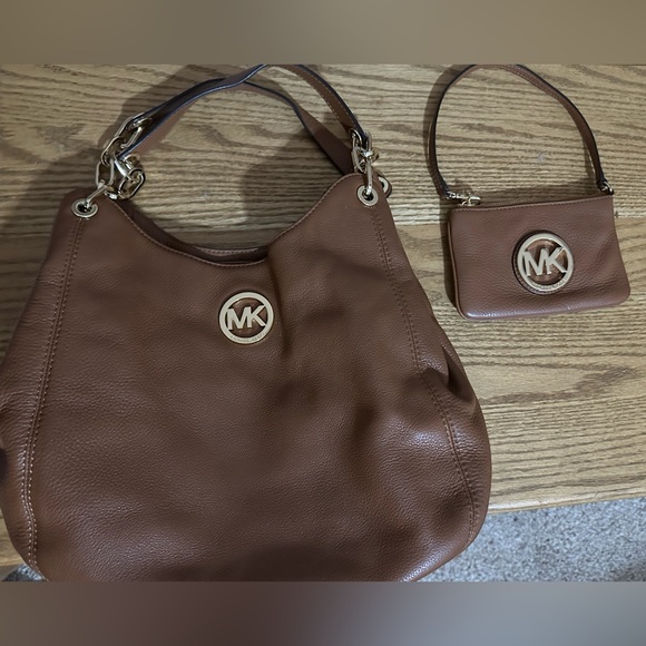 Michael Kors Handbags - Michael Kors tan shoulder bag and matching wristlet